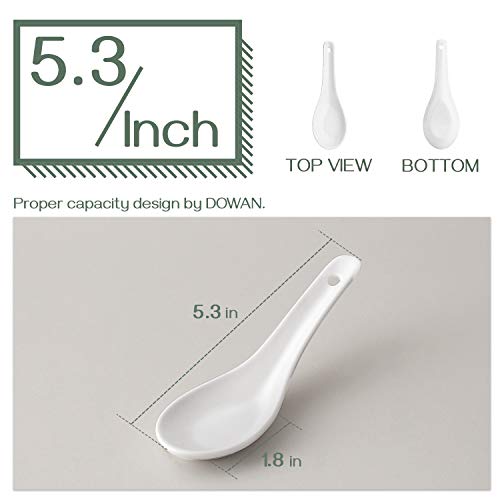 Dowan Soup Spoon Ceramic, Asian Soup Spoons For Wonton Pho Miso Ramen, Japanese White Small Appetizer Spoon Sets Of 12, Bone China #TOP5