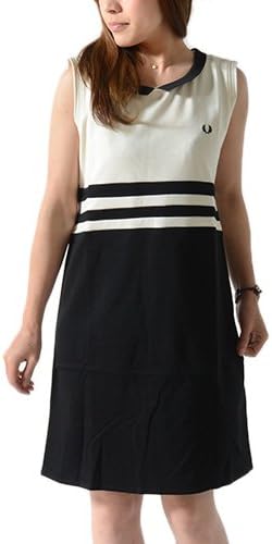 Amazon Co Jp Fred Perry フレッドペリー ノースリーブパネルワンピース F8193 バイカラ ボーダー ノースリーブ 襟付き ワンピース 無地 レディース 正規取扱品 服 ファッション小物