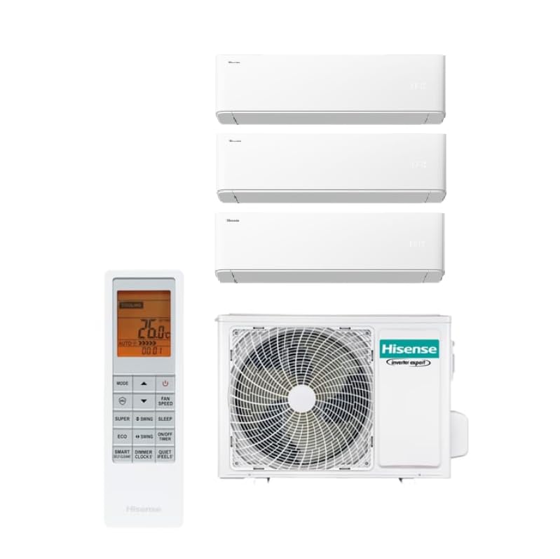Hisense Uni Air Climatisation Trial Split 3AMW62U4RGC 9000+9000+12000 Btu, R32, Inverter, Self-Cleaning, Minuterie, Oscillation automatique, WiFi, Nouveau...