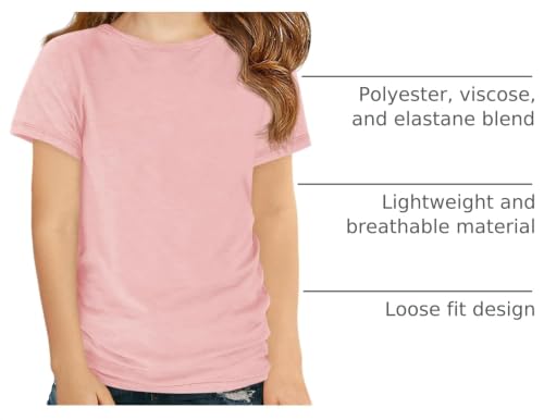 Image of Haloumoning Girls Short Sleeve T Shirts Kids Summer Crewneck Tops