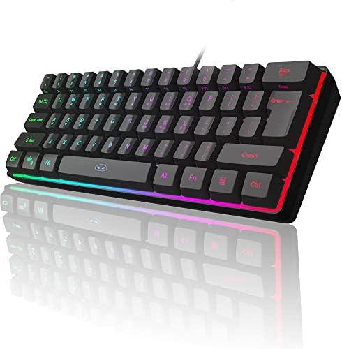 Mini 60% Gaming Keyboard, RGB Backlit 61 Key Extremely-Compact Keyboard, MageGee TS91 Ergonomic Waterproof Mechanical Feeling Workplace Pc Keyboard for PC, MAC, PS4, Xbox ONE Gamer(Black)