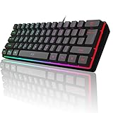 Mini 60% Gaming Keyboard, RGB Backlit 61 Key Ultra-Compact Keyboard, MageGee TS91 Ergonomic Waterproof Mechanical Feeling Office Computer Keyboard for PC, MAC, PS4, Xbox ONE Gamer(Black)