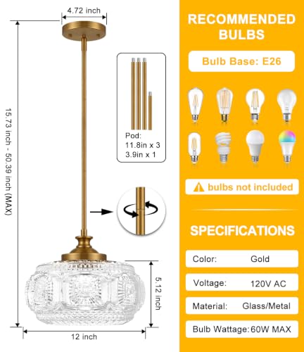 Image of Large Gold Pendant Lights Kitchen Island, Flush Ceiling Light