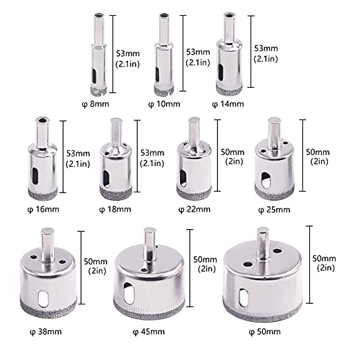 Jamiikury 11Pcs Tile Hole Saw Set,Diamond Drill Bit Hole Saw with Hole Saw Guide Jig Fixture, Suitable for Ceramic, Glass, Tile, Porcelain, Marble(8mm-50mm) by Jamiikury - Image 2