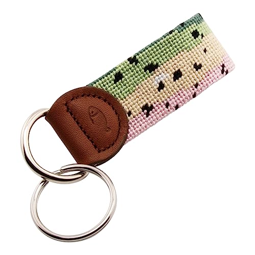 Image of Leather Hand-Stitched Needlepoint Key Fob or Key Chain