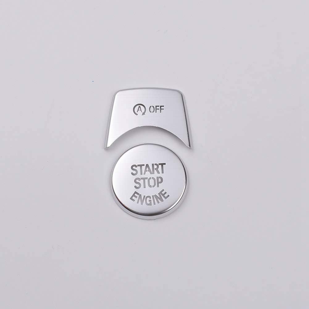 OritechInterior Auto Vehicle Accessory, for BMW 1 2 3 4 3 Series GT F20 F30 F32 F34, Engine Start Stop Switch Button Trim Cover Aluminum Alloy Silver, 2 pcs/Set