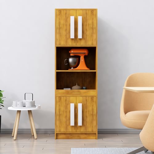 Image of Bniture Multipurpose Crockery Cabinet | Engineered Wood Kitchen Cabinet Modern with 4 Doors and Open Shelves | Crockery Unit for Dining Area | Kitchen Crockery Cabinet for Home | Giant Wood