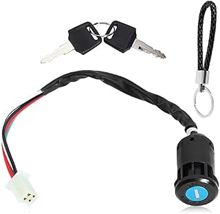 QAZAKY Ignition Key Switch Compatible with ATV Quad Scooter Go Kart Moped Buggy Pocket Mini Dirt Bike 50cc 70cc 90cc 110cc 125cc 150cc 250cc TaoTao Sunl Buyang Roketa Kazuma AIM-EX Chinese 4Pins 4 Pin