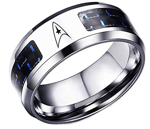 Star Scifi Trek Original Command Symbol Blue Carbon Finger Ring (8)