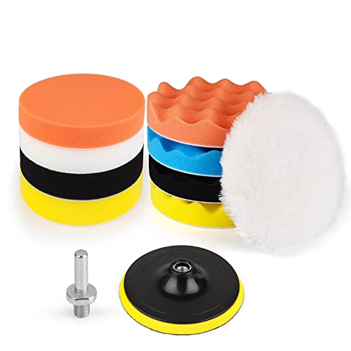 Image of Polishing Pads Sponge and Woolen Polishing Waxing Buffing Pads Kits Car Foam Drill 3-Inch Buffing Pad 11 PCS Polishing Pads Kit Car Buffer Polisher Kit Sponge Pad Kit for Car Polishing
