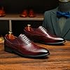 Men's Business Oxford Brogues Formal Leather Low Top Shoes Lace Up Dress Shoes,Burgundy,7 #5
