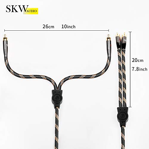 SKW Audiophile Ultra-high Purity Copper Audio Cable 3.5mm Male to 2 RCA Male Audio Auxiliary Stereo Y Splitter Adapter Cable 4.9ft/1.5M