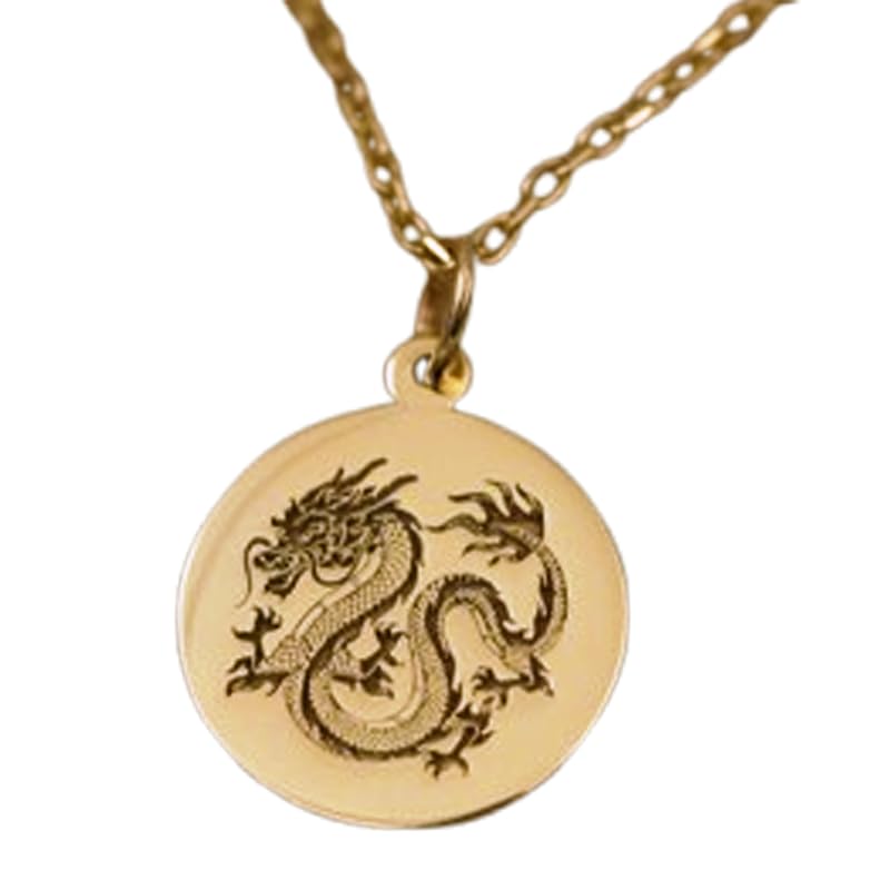 Collier dragon chinois en argent 925 plaqué or LKBEADS fait main
