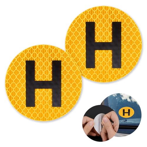 Pack de 2 Señales H Pegatina Externa, 60mm Pegatina Vehiculo Historico Reflectante Coche y Moto H Historico Distintivo Vehiculo Homologado España
