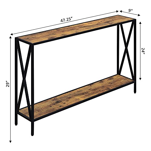 Convenience Concepts Tucson Console Table With Shelf, Barnwood/Black #TOP6