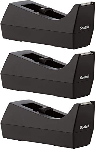 Scotch Desk Tape Dispenser, 1in. Core, Black 3-Pack