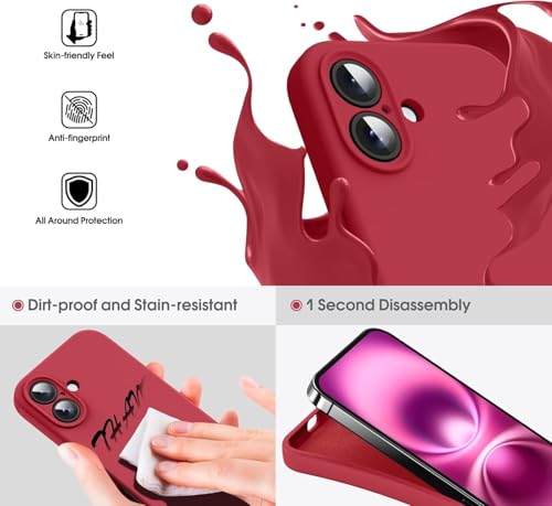 Image of mobistyle Designed for iPhone 16 Plus | Soft Silicone Liquid Protective | Microfiber Lining Phone Back Cover Case for iPhone 16 Plus (Red)