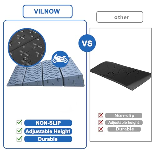 Vilnow 4-Part Portable Wheelchair Ramp, 1/2/3/4 Inch Height-Adjustable Disabled Ramp,Non-Slip,Threshold Ramp for Home, Steps, Wheelchairs & Scooters(4 inch)