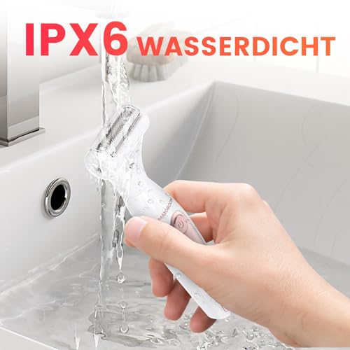 MAXGROOM 4-in-1 Elektrischer Gesichtshaarentferner Damen, Augenbrauenrasierer Körperrasierer Intimrasierer für Frauen, IPX6 Nass-Trocken Körperhaartrimmer Bikini Trimmer