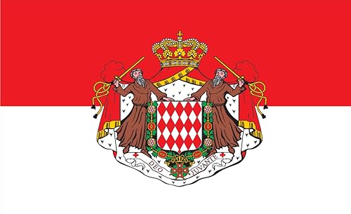 Drapeau de Monaco avec blason grand format indéchirable pour extérieur 200x120