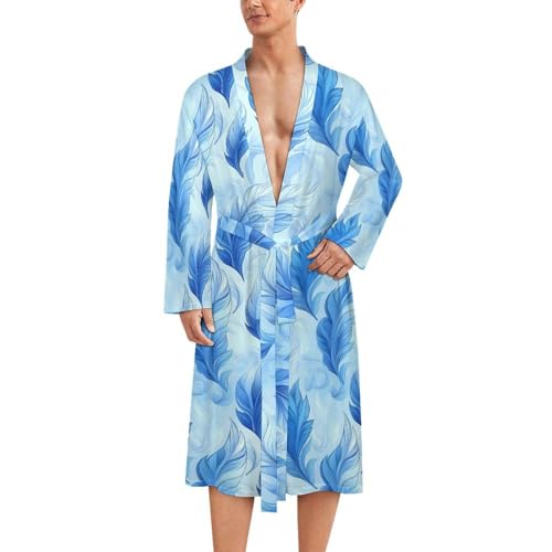 Peignoir de bain pour homme kimono ultra léger respirant plumes bleues