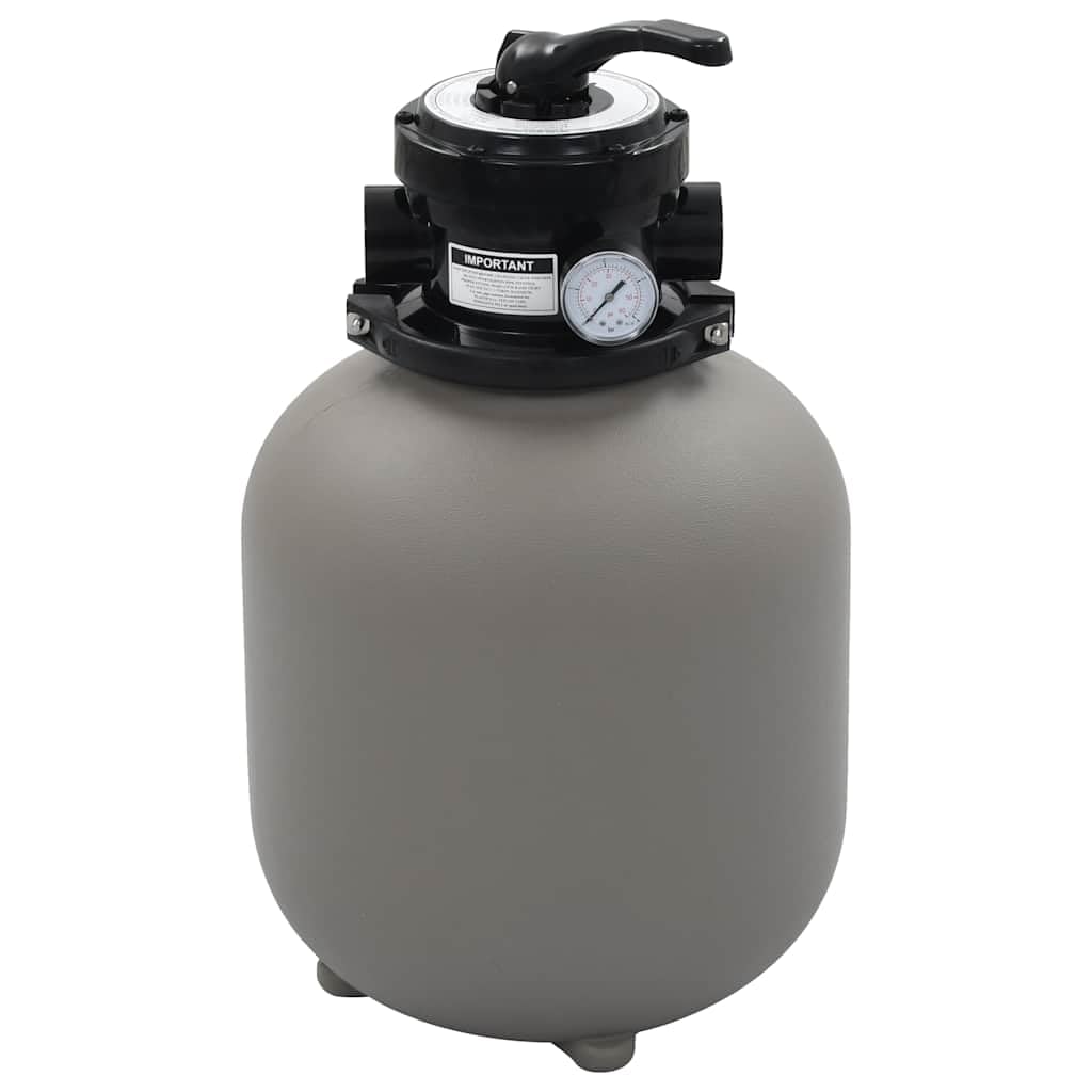 vidaXL High-Density Polyethylene Pool Sand Filter with 4-Position Valve, Gray, Suitable for 0.35-0.5 HP Pumps, Compatible with 0.13" and 0.15" Hoses