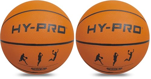 Hy-Pro Basketball Size 5 – Basketball Ball with Durable Rubber Compound, High Bounce, Pimpled Grip for Enhanced Control, Recreational Ball for Home and Court Play, Outdoor Indoor, Pack of 2, Tan