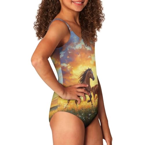 Image of One Piece Bathing Suit for Teen Girls Comfy Crewneck Backless Bathing Suit