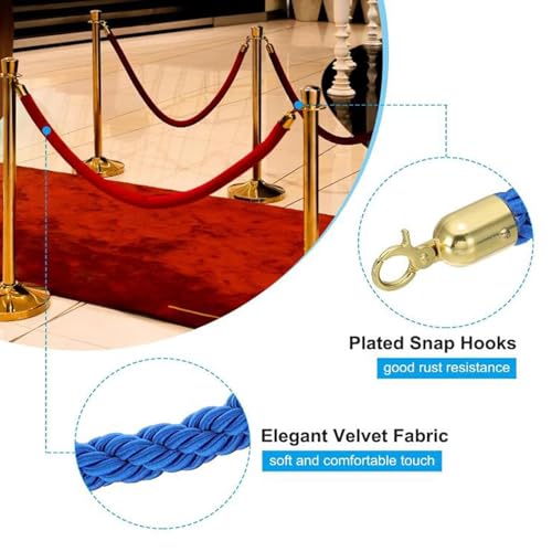 Corde de barrière torsadée en velours bleu pour gestion d'événements - 3