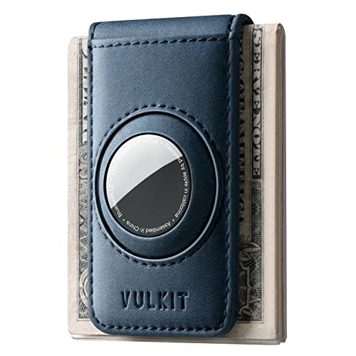 Image of VULKIT Men's Magnetic Money Clip with Airtag Holder - Airtag NOT Included- Holds Up to 15 Cash or 8 Cards, Navy, Slim, Minimalist
