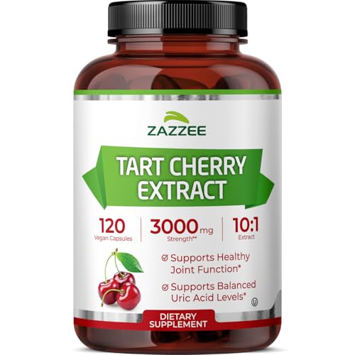 Zazzee Tart Cherry 10:1 Extract, 3000 mg Strength, 120 Vegan Capsules, 4 Month Supply, Certified
