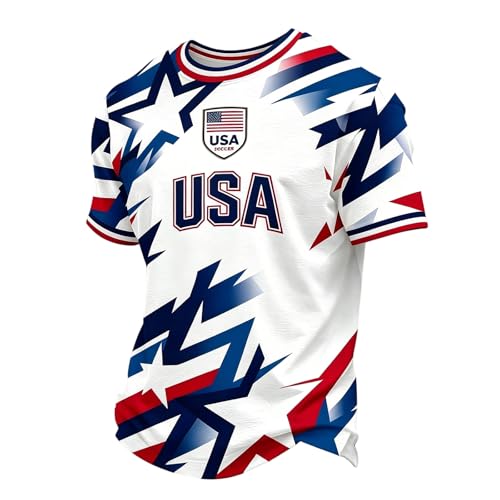 EKIYVO World Cup Shirts 2026 Soccer Jerseys for Men American Flag 250Th Anniversary USA Shirt Quick Dry Fans Mesh Athletic Shirts Medium Dark Blue