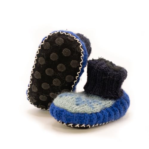 Tibetan Socks Hand Knit Wool Baby Slippers Lined in Fleece With Non Slip Soles For Boys and Girls 0-36 months