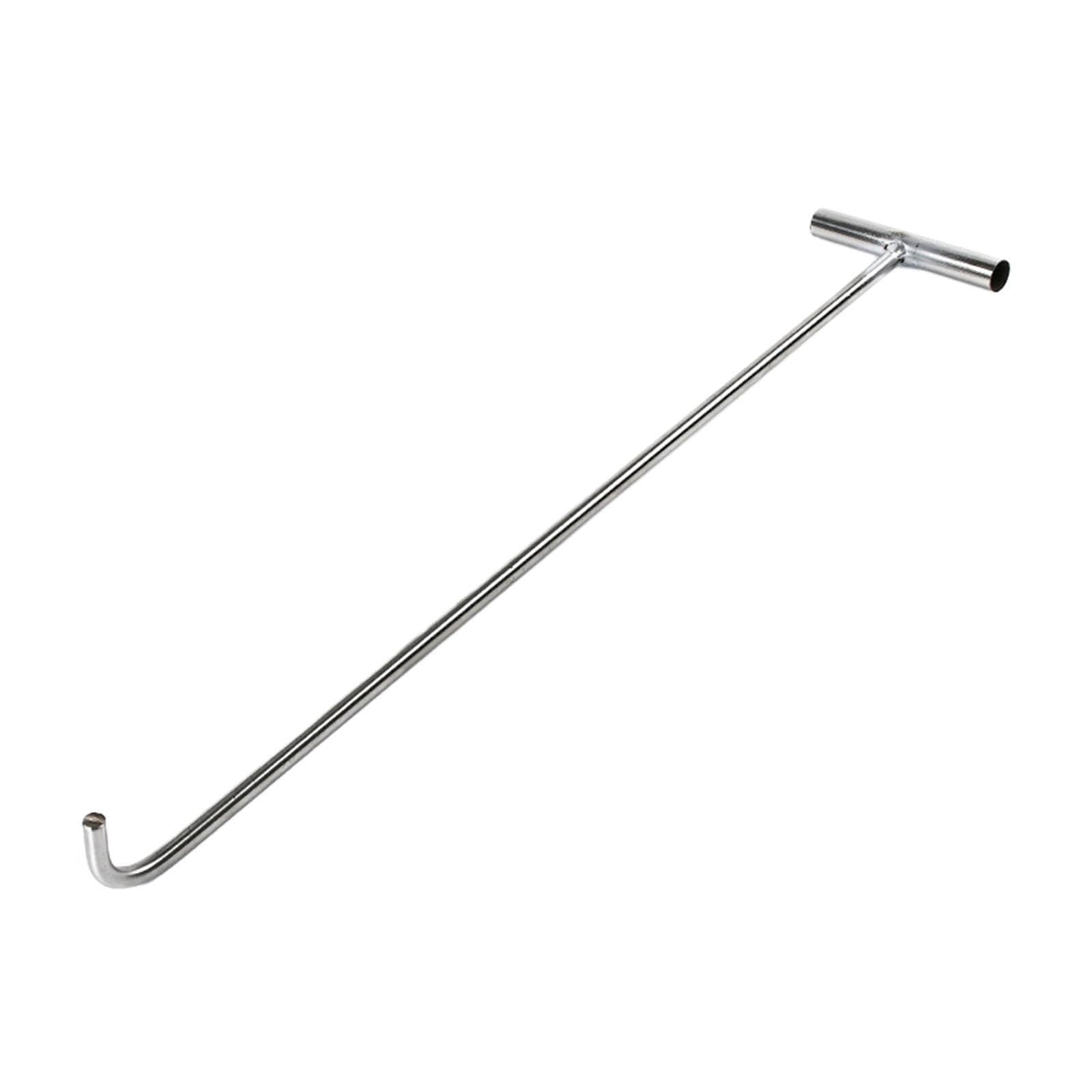 Tuxcaxi Silver T Shape Manhole Hook Tool Lifting Efficiently Designed For Heavy Duty Lifting Tasks With Reliable Stability T Shape Hook Lifter Tool Drain Cover, 68Cm Blunt