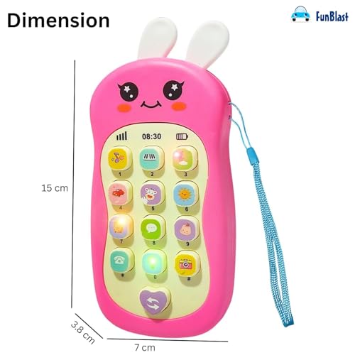 Image of FunBlast Cartoon Musical Mobile Phone for Kids, Mobile with Light & Sound Toys for Babies | Educational Toys for Kids 3+ Years /Boys /Girls-1 Unit (Bunny-Pink)