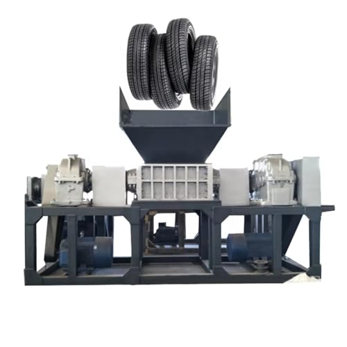 High Capacity Tire Shredder Machine - Industrial Double Shaft Recycling Equipment Full Automatic Tire Shredder Machine for Scrap Tires Plants & Recycling Companies