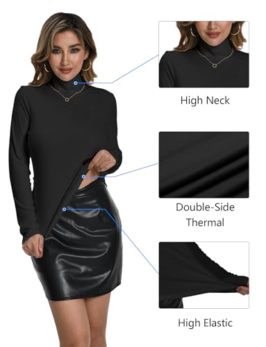 Dalavch 3 Pack Women Long Sleeve Thermal Turtle Neck Shirts Double-Sided Fleece Lined Turtleneck Base Layer Sweater Tops 1 Black 1 Grey 1 White Medium thumb #4