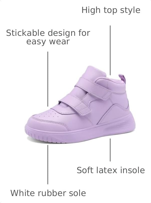 Image of Boys Girls Sneakers for Kids High Top Casual Lightweight Classic Adjustable Strap Dual Hook and Loops Running Shoes