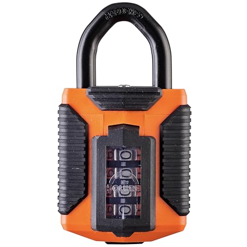 Squire Heavy Duty Padlock (CP50) - Toughest Steel Shackle - 4 Wheel Combination Padlock - Alloy Steel for Corrosion Resistance - Weatherproof Lock for Home, School & Garage (Orange, 50mm)