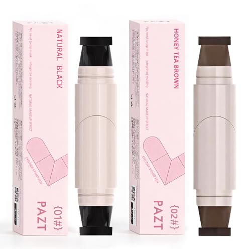 Charunee Winged Eyeliner Stamp Foldable Eye Liner Stamp, 2pc Gel Eyeliner Pencil Set Waterpoof Dual Ended Eye Stamp for Beginners,Easily Draw Exquisite Makeup Look (Black&Brown)