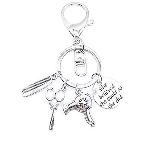 Porte-clés créatif avec peigne et ciseaux pour coiffeur