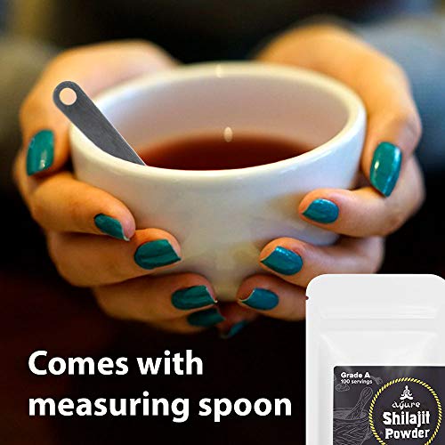 Ayure Top Grade Shilajit Powder + Measuring Spoon, 500 Servings / 10 Month Supply (75Gm), 100% Pure Shilajit, Extremely Potent Fulvic Acid & Trace Minerals Superfood #TOP2