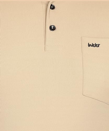 Image of INKKR Plus Size Men's Solid Polo Neck Full Sleeve T-Shirts