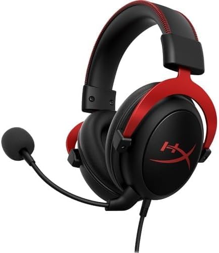 HyperX Cloud II - Gaming Headset, 7.1 Surround Sound, Memory Foam Ear Pads, Durable Aluminum Frame, Detachable Microphone, Works with PC, PS5, PS4, Xbox Series X|S, Xbox One – Red - Image 2