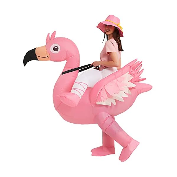 One casa inflatable flamingo costume riding on flamingo air blow up funny fancy dress party halloween costume for adult