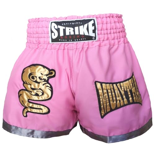 Shorts Muay Thai Strike Boxing Bermuda Calção Modelo Tailandês Bordado… (BR, Alfa, GG, Plus Size, Regular, rosa)