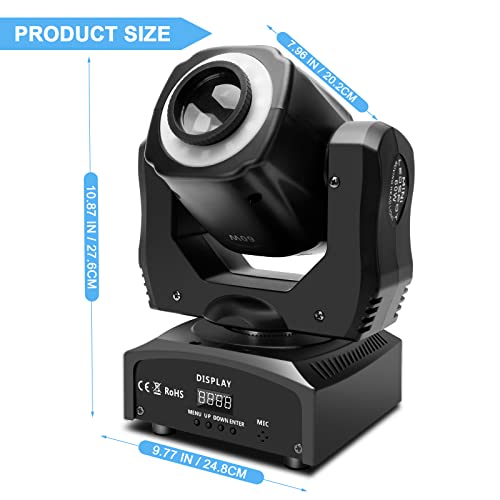 U`king 60W Moving Head Dj Lights Rgbw Wash Lighting With 8 Gobos Stage Light By Dmx And Remote Control For Party Wedding Church Live Show Halloween Christmas (Black) #TOP6