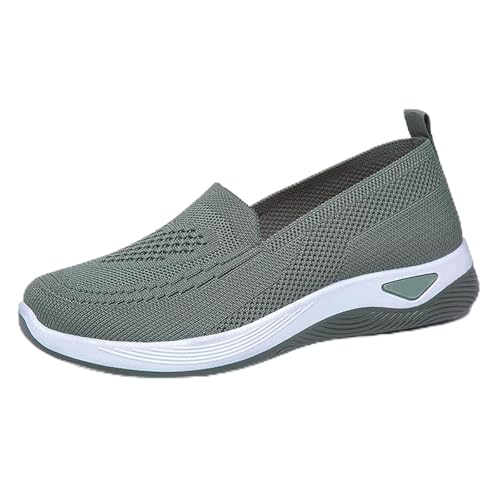 Zapatillas de caminar para mujer, ligeras, anchas, anchas, de malla, ortopédicas, zapatillas de verano, transpirables, espuma viscoelástica, cómodas, para exteriores, zapatillas de verano, verde, 37