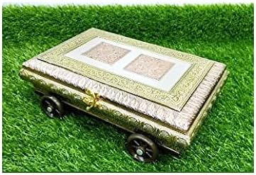 Handicrafts Dry Fruit Box Empty Wooden Oxidized Supari Mukhwash Box for Wedding Decorative Wooden Sweet Gift Box (13 x 7 Inches Rectangle)
