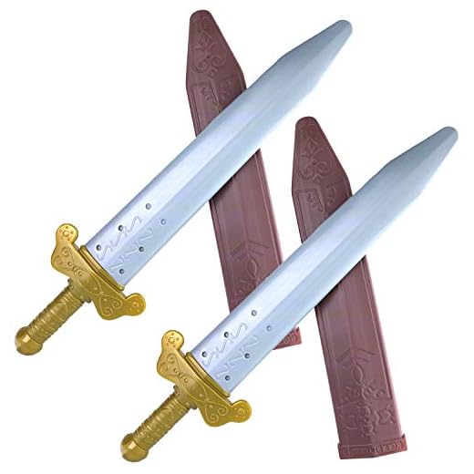 GIFTEXPRESS 2-pack 19" Plastic Roman Sword with Sheath for Pretend Play, Knight Costume, Roman Warrior Costume Accessory